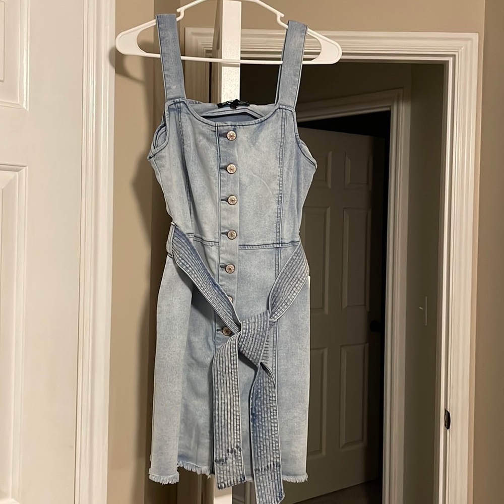 Brand-new Denim tie mini dress